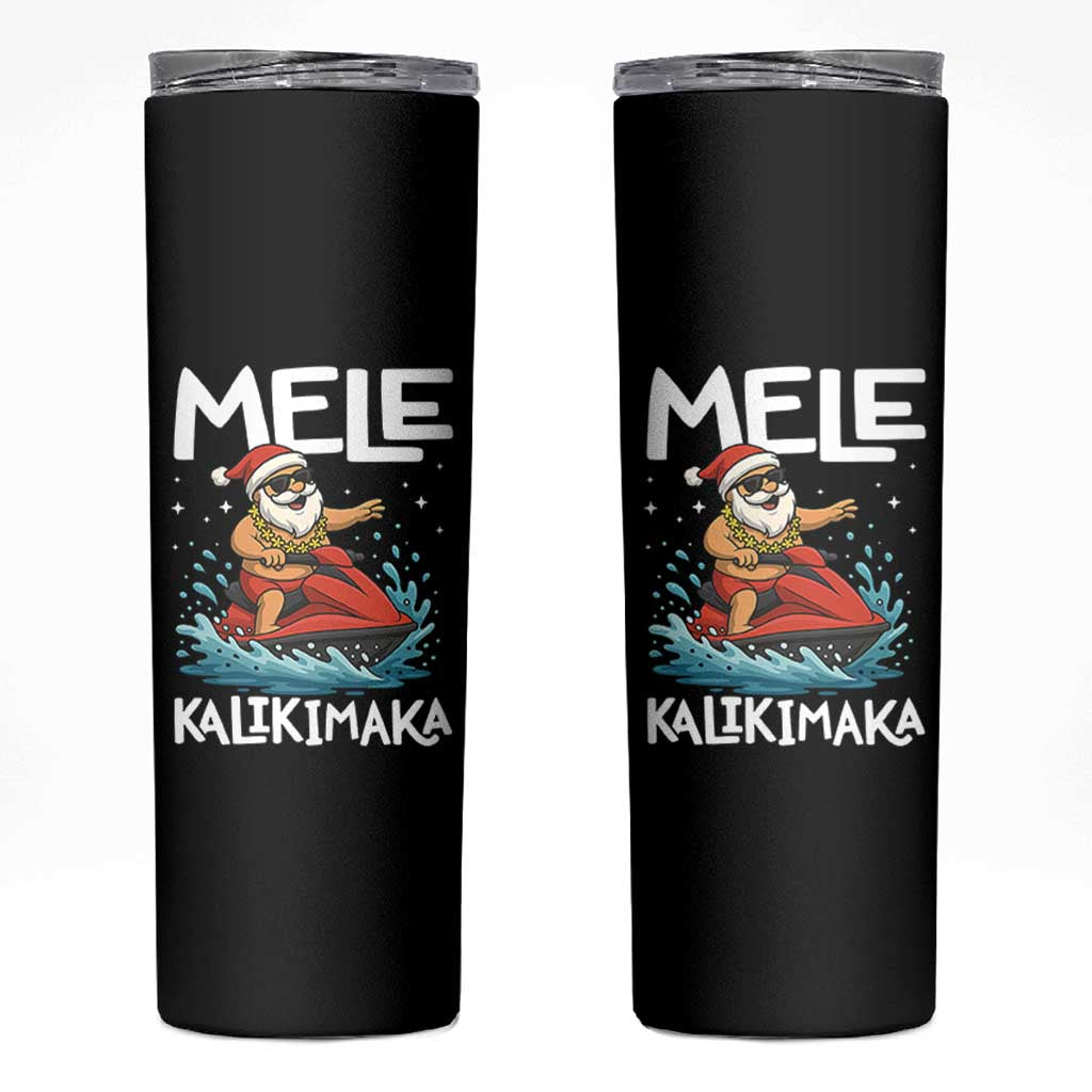 Mele Kalikimaka Hawaiian Christmas Skinny Tumbler Funny Santa Jet Ski Summer Beach Xmas In July - Wonder Print Shop