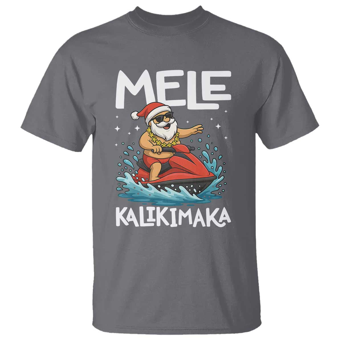 Mele Kalikimaka Hawaiian Christmas T Shirt Funny Santa Jet Ski Summer Beach Xmas In July - Wonder Print Shop