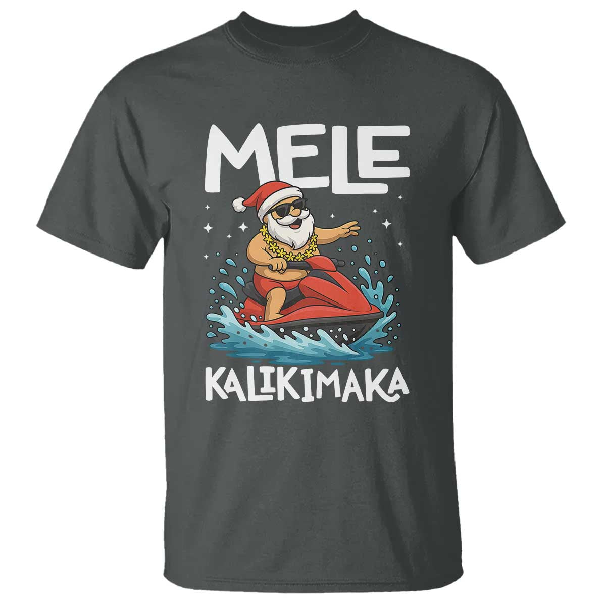 Mele Kalikimaka Hawaiian Christmas T Shirt Funny Santa Jet Ski Summer Beach Xmas In July - Wonder Print Shop