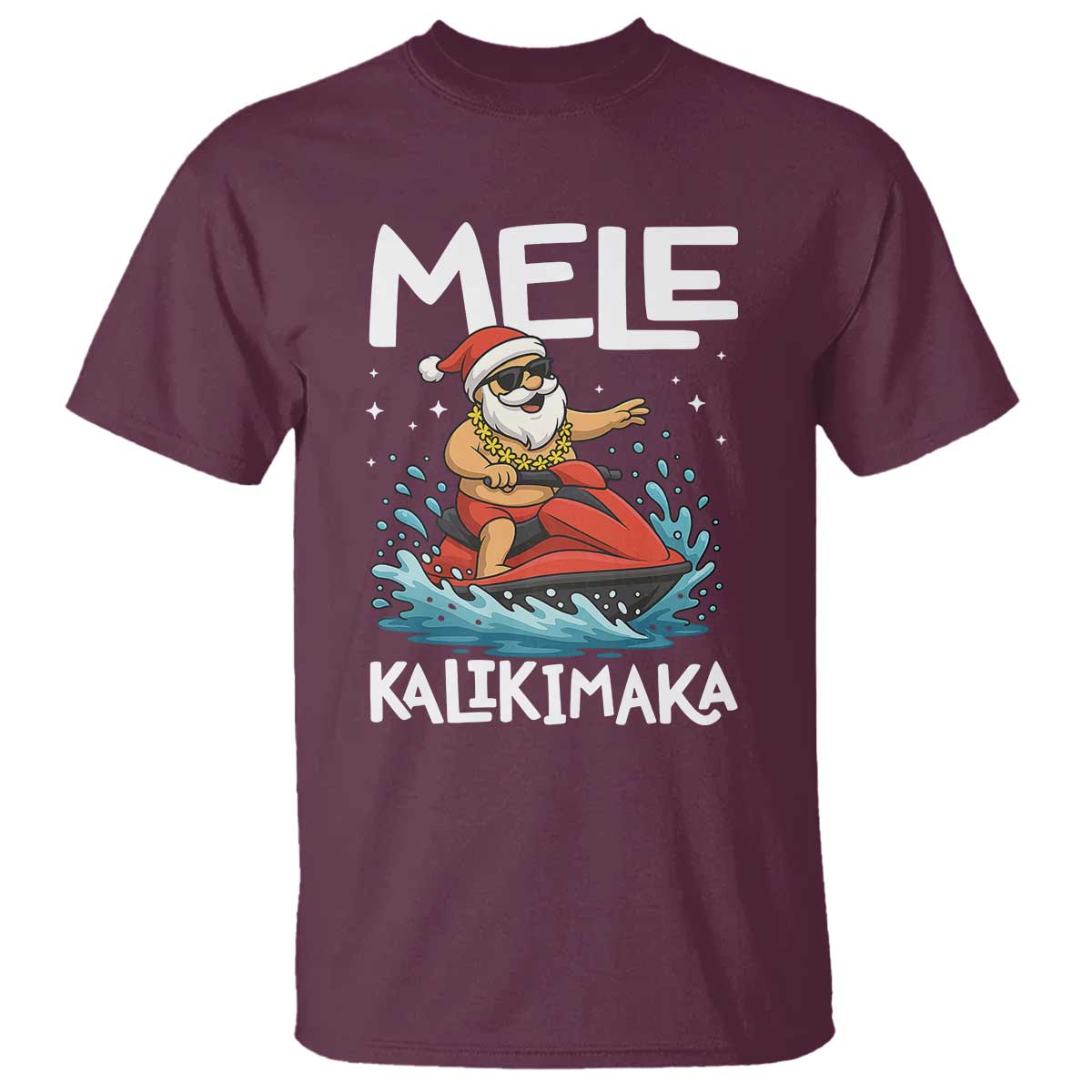 Mele Kalikimaka Hawaiian Christmas T Shirt Funny Santa Jet Ski Summer Beach Xmas In July - Wonder Print Shop