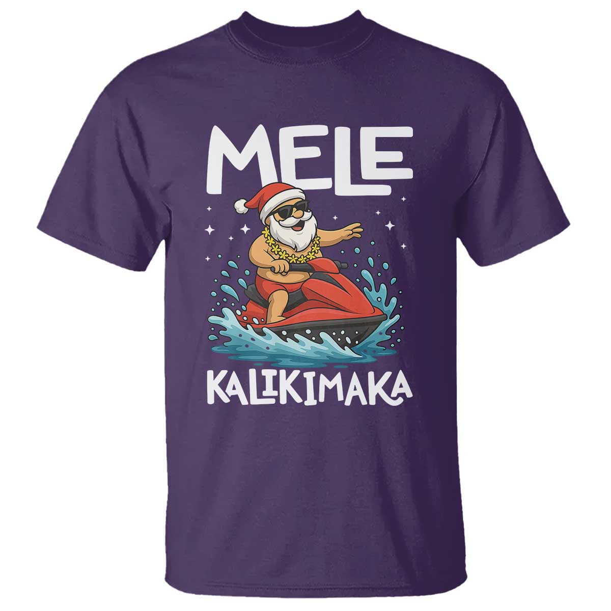 Mele Kalikimaka Hawaiian Christmas T Shirt Funny Santa Jet Ski Summer Beach Xmas In July - Wonder Print Shop