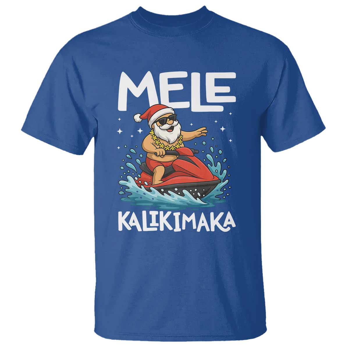 Mele Kalikimaka Hawaiian Christmas T Shirt Funny Santa Jet Ski Summer Beach Xmas In July - Wonder Print Shop