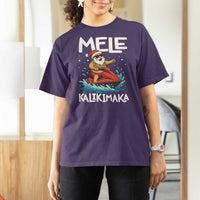 Mele Kalikimaka Hawaiian Christmas T Shirt For Women Funny Santa Jet Ski Summer Beach Xmas In July - Wonder Print Shop
