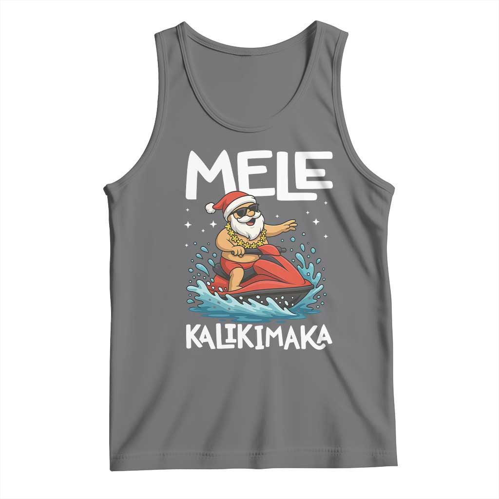 Mele Kalikimaka Hawaiian Christmas Tank Top Funny Santa Jet Ski Summer Beach Xmas In July - Wonder Print Shop