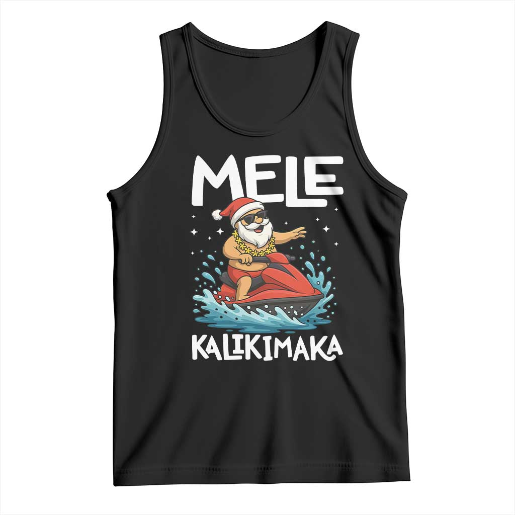 Mele Kalikimaka Hawaiian Christmas Tank Top Funny Santa Jet Ski Summer Beach Xmas In July - Wonder Print Shop