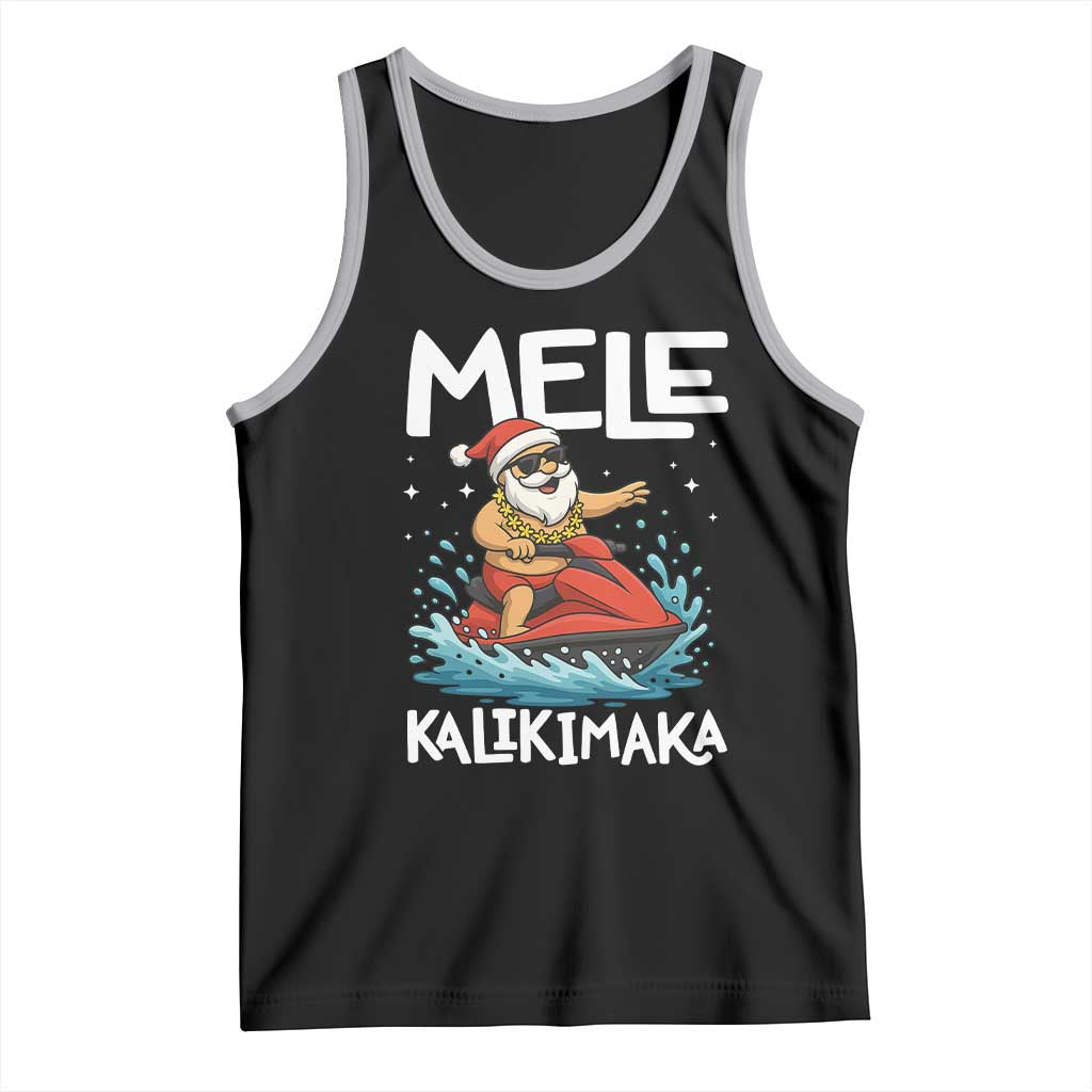 Mele Kalikimaka Hawaiian Christmas Tank Top Funny Santa Jet Ski Summer Beach Xmas In July - Wonder Print Shop