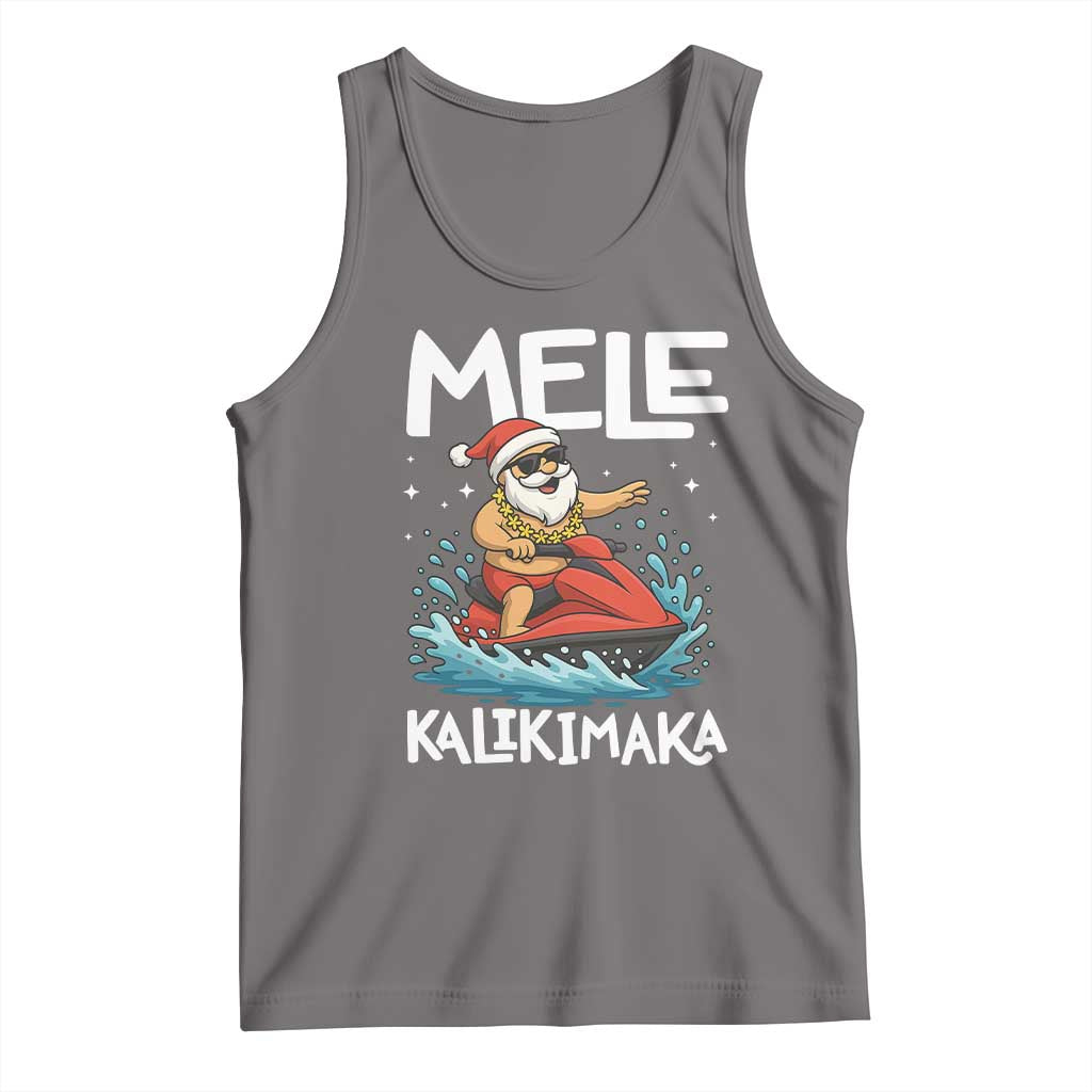 Mele Kalikimaka Hawaiian Christmas Tank Top Funny Santa Jet Ski Summer Beach Xmas In July - Wonder Print Shop