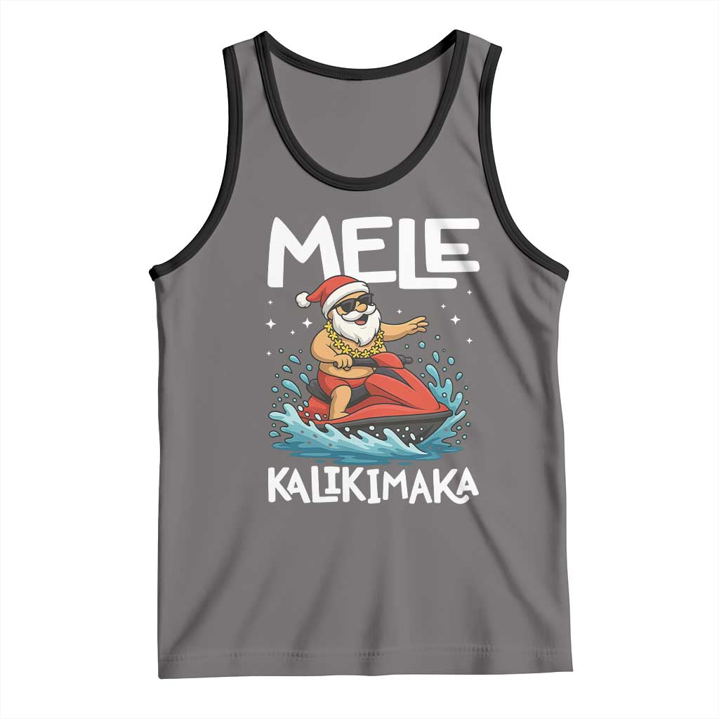 Mele Kalikimaka Hawaiian Christmas Tank Top Funny Santa Jet Ski Summer Beach Xmas In July - Wonder Print Shop