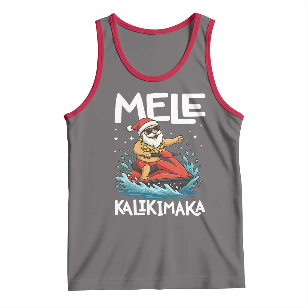 Mele Kalikimaka Hawaiian Christmas Tank Top Funny Santa Jet Ski Summer Beach Xmas In July - Wonder Print Shop