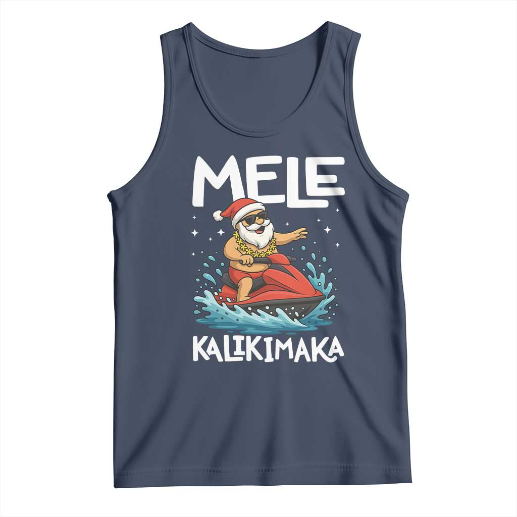 Mele Kalikimaka Hawaiian Christmas Tank Top Funny Santa Jet Ski Summer Beach Xmas In July - Wonder Print Shop