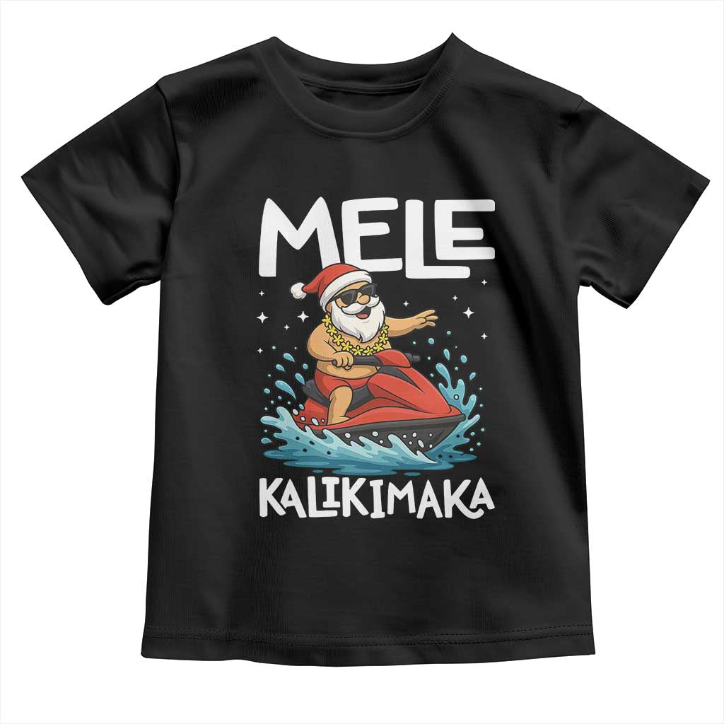 Mele Kalikimaka Hawaiian Christmas Toddler T Shirt Funny Santa Jet Ski Summer Beach Xmas In July - Wonder Print Shop