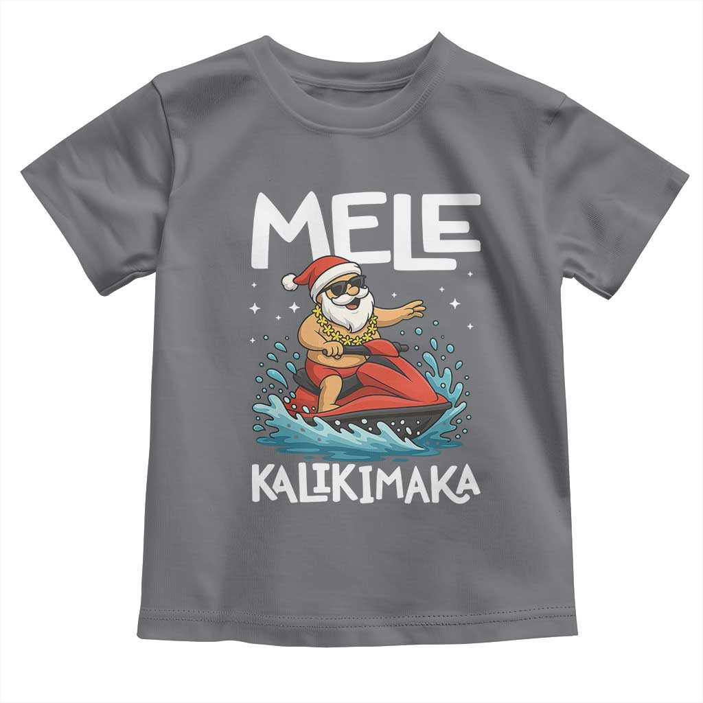 Mele Kalikimaka Hawaiian Christmas Toddler T Shirt Funny Santa Jet Ski Summer Beach Xmas In July - Wonder Print Shop