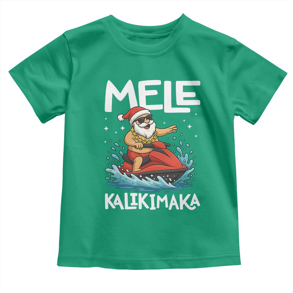 Mele Kalikimaka Hawaiian Christmas Toddler T Shirt Funny Santa Jet Ski Summer Beach Xmas In July - Wonder Print Shop