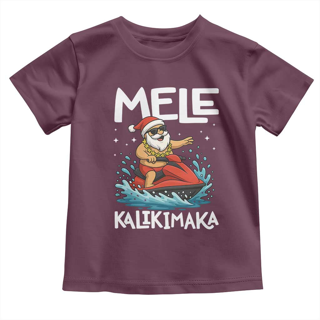 Mele Kalikimaka Hawaiian Christmas Toddler T Shirt Funny Santa Jet Ski Summer Beach Xmas In July - Wonder Print Shop