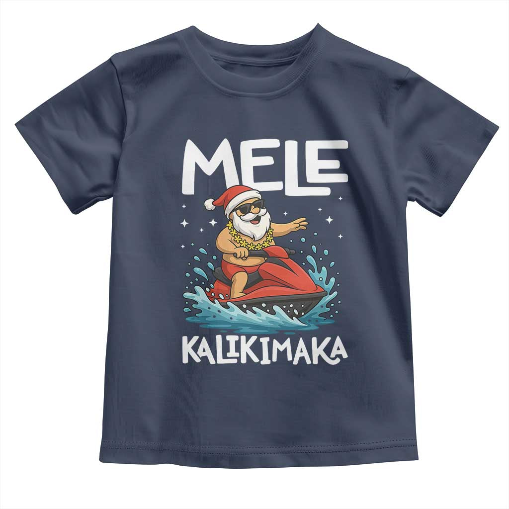 Mele Kalikimaka Hawaiian Christmas Toddler T Shirt Funny Santa Jet Ski Summer Beach Xmas In July - Wonder Print Shop