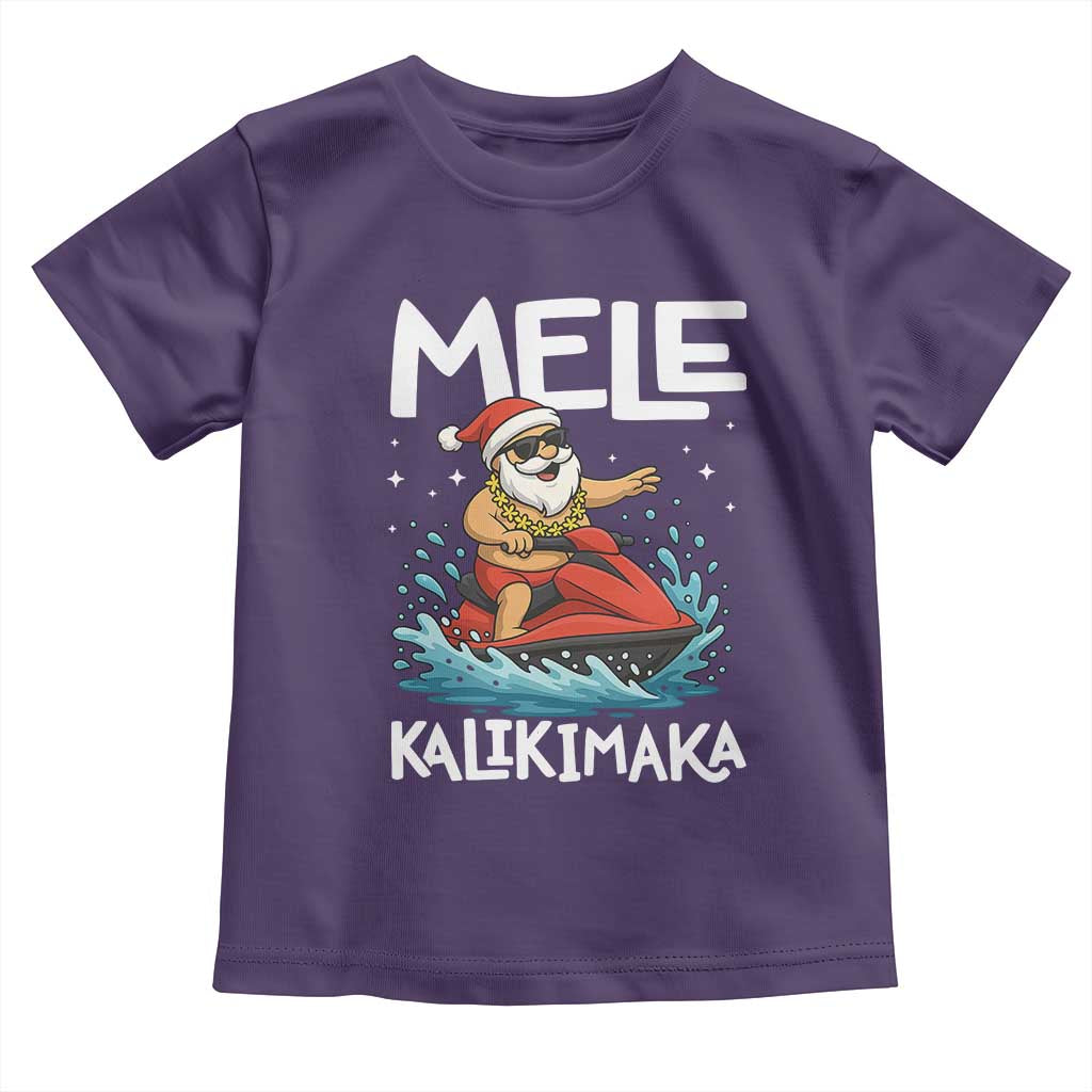 Mele Kalikimaka Hawaiian Christmas Toddler T Shirt Funny Santa Jet Ski Summer Beach Xmas In July - Wonder Print Shop