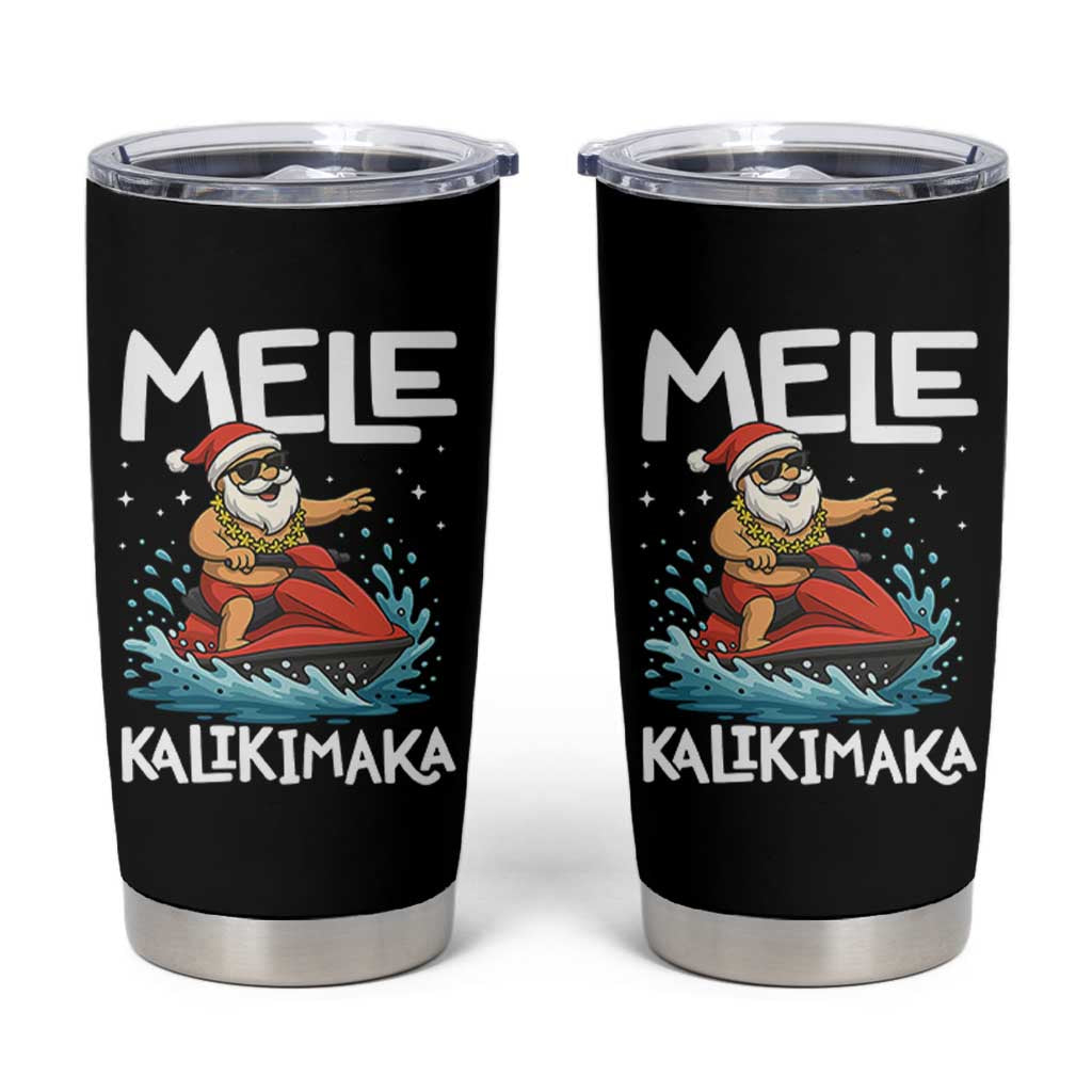 Mele Kalikimaka Hawaiian Christmas Tumbler Cup Funny Santa Jet Ski Summer Beach Xmas In July - Wonder Print Shop