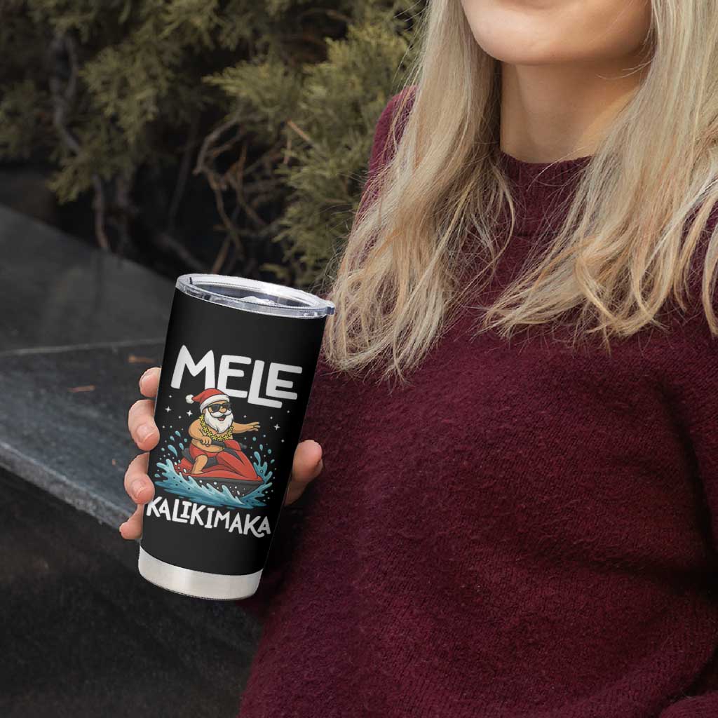 Mele Kalikimaka Hawaiian Christmas Tumbler Cup Funny Santa Jet Ski Summer Beach Xmas In July - Wonder Print Shop