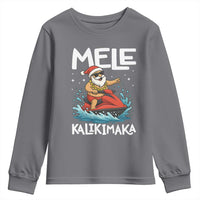 Mele Kalikimaka Hawaiian Christmas Youth Sweatshirt Funny Santa Jet Ski Summer Beach Xmas In July - Wonder Print Shop