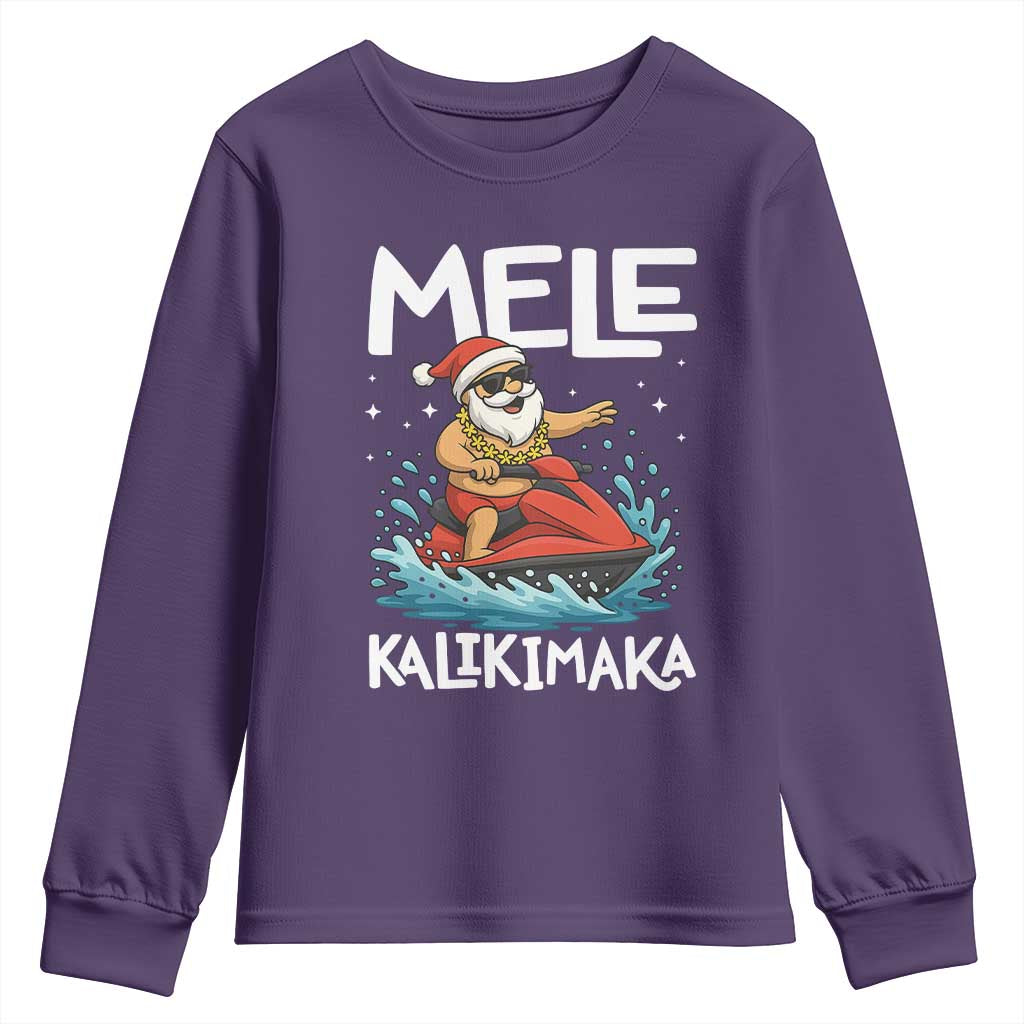 Mele Kalikimaka Hawaiian Christmas Youth Sweatshirt Funny Santa Jet Ski Summer Beach Xmas In July - Wonder Print Shop