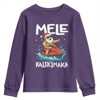 Mele Kalikimaka Hawaiian Christmas Youth Sweatshirt Funny Santa Jet Ski Summer Beach Xmas In July - Wonder Print Shop