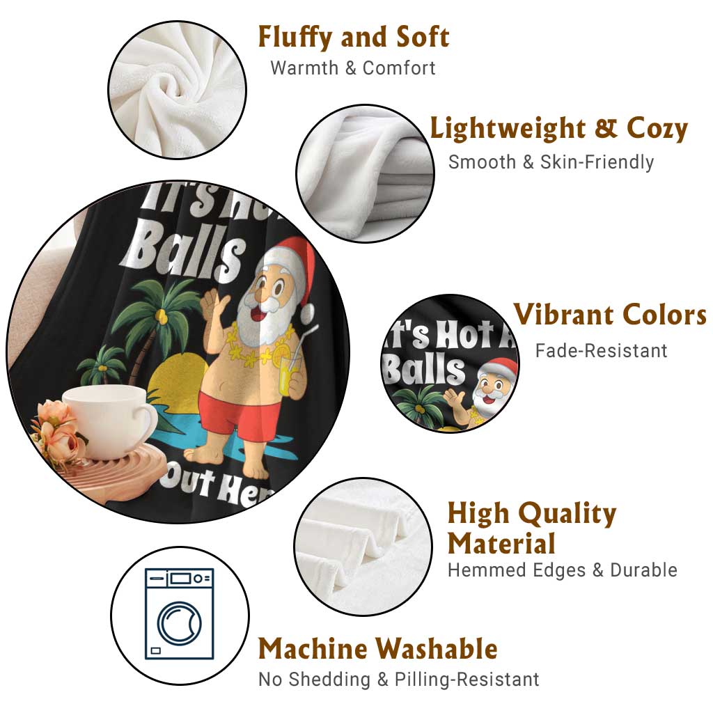 Funny Christmas In July Throw Blanket Hot As Balls Santa Summer Party - Wonder Print Shop