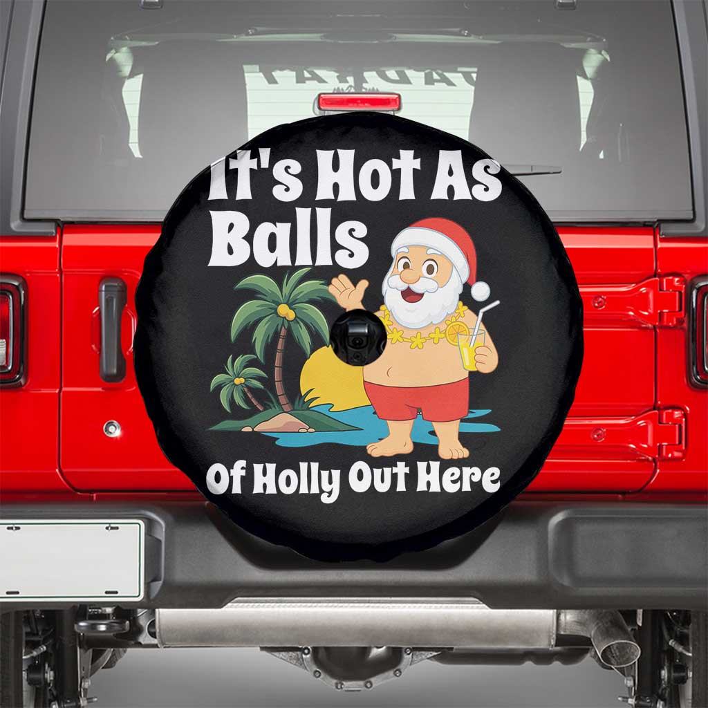 Funny Christmas In July Spare Tire Cover Hot As Balls Santa Summer Party - Wonder Print Shop