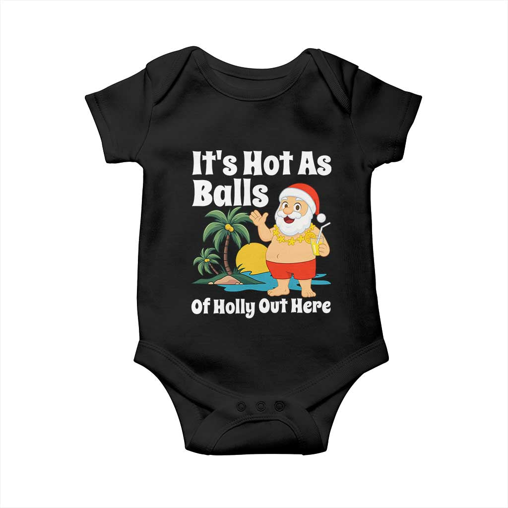 Funny Christmas In July Baby Onesie Hot As Balls Santa Summer Party - Wonder Print Shop