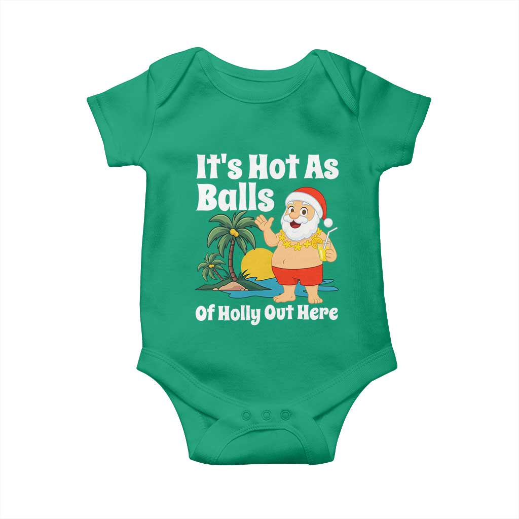 Funny Christmas In July Baby Onesie Hot As Balls Santa Summer Party - Wonder Print Shop