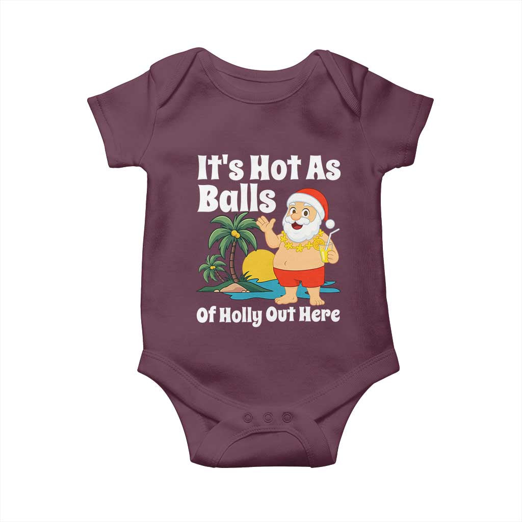 Funny Christmas In July Baby Onesie Hot As Balls Santa Summer Party - Wonder Print Shop