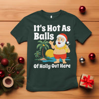 Funny Christmas In July T Shirt Hot As Balls Santa Summer Party - Wonder Print Shop