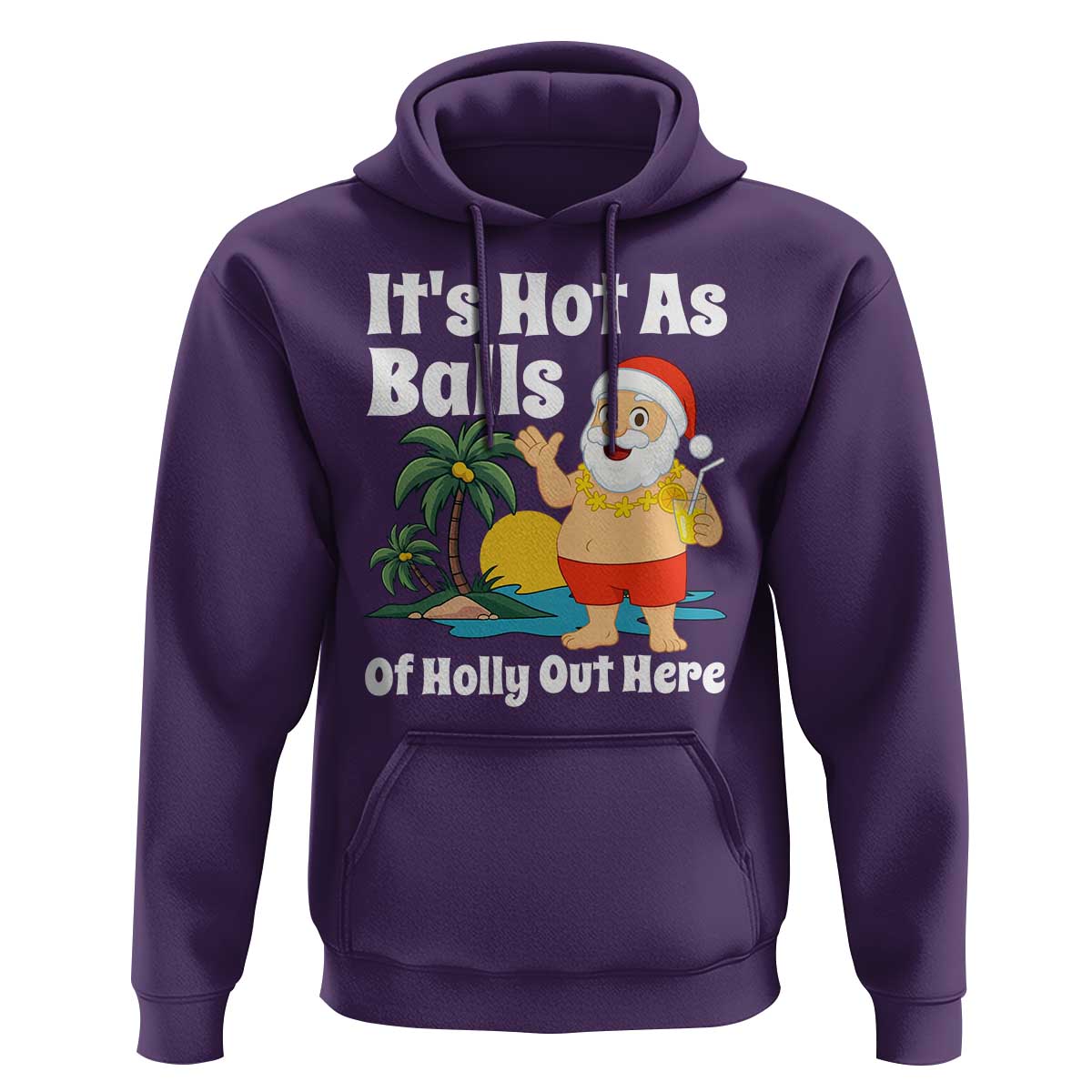 Funny Christmas In July Hoodie Hot As Balls Santa Summer Party - Wonder Print Shop