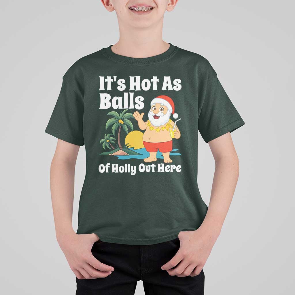 Funny Christmas In July T Shirt For Kid Hot As Balls Santa Summer Party - Wonder Print Shop