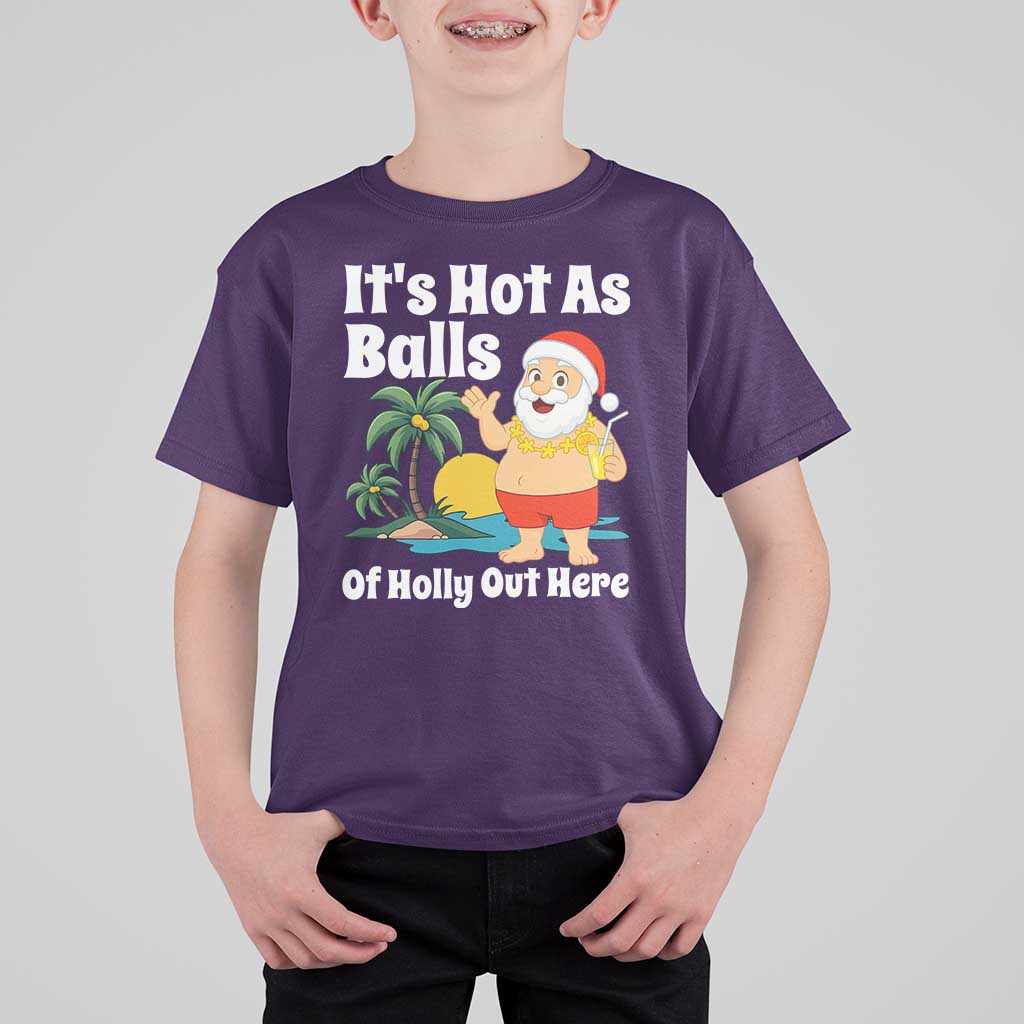 Funny Christmas In July T Shirt For Kid Hot As Balls Santa Summer Party - Wonder Print Shop