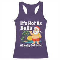Funny Christmas In July Racerback Tank Top Hot As Balls Santa Summer Party - Wonder Print Shop