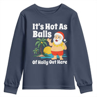 Funny Christmas In July Youth Sweatshirt Hot As Balls Santa Summer Party - Wonder Print Shop