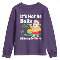 Funny Christmas In July Youth Sweatshirt Hot As Balls Santa Summer Party - Wonder Print Shop