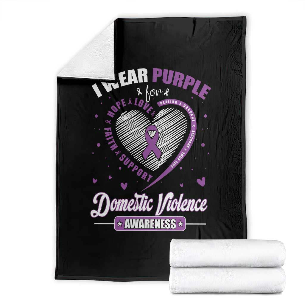 Domestic Violence Awareness Throw Blanket Purple Ribbon Support Survivor - Wonder Print Shop
