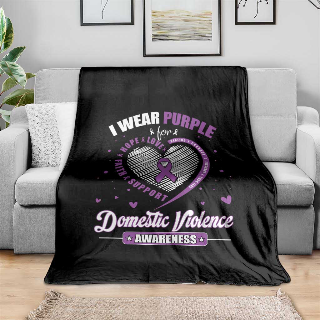 Domestic Violence Awareness Throw Blanket Purple Ribbon Support Survivor - Wonder Print Shop