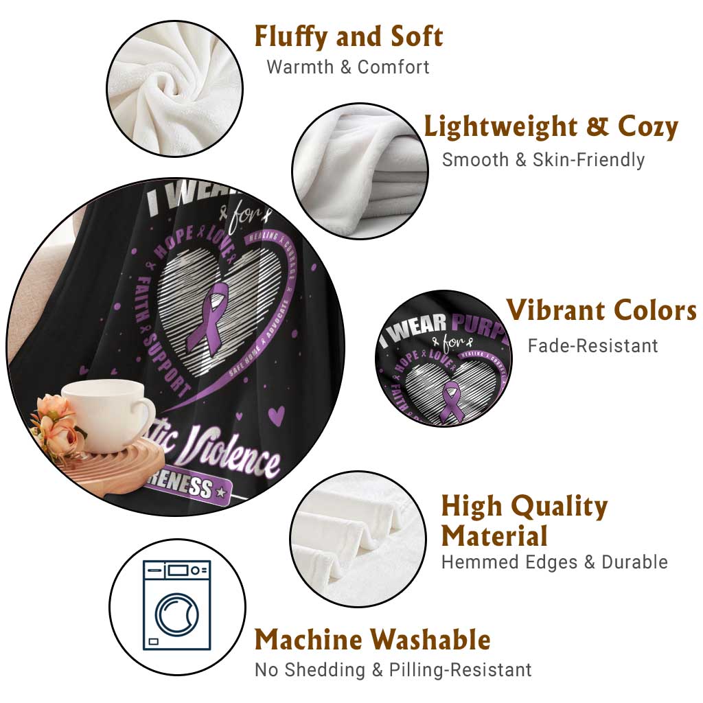 Domestic Violence Awareness Throw Blanket Purple Ribbon Support Survivor - Wonder Print Shop