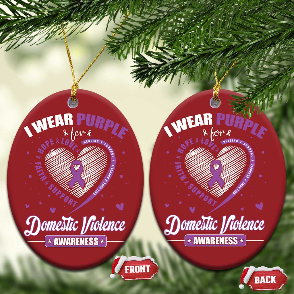 Domestic Violence Awareness Christmas Ornament Purple Ribbon Support Survivor - Wonder Print Shop