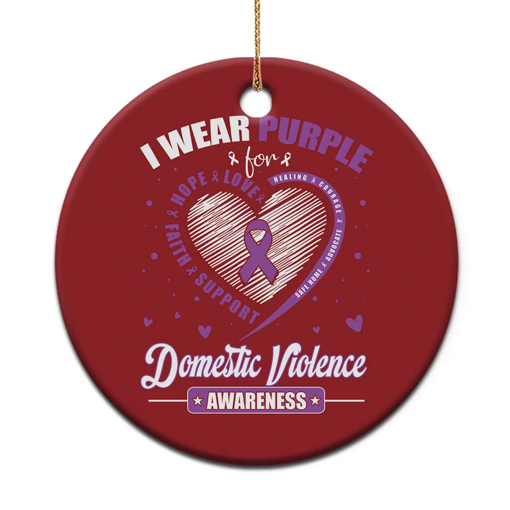 Domestic Violence Awareness Christmas Ornament Purple Ribbon Support Survivor - Wonder Print Shop