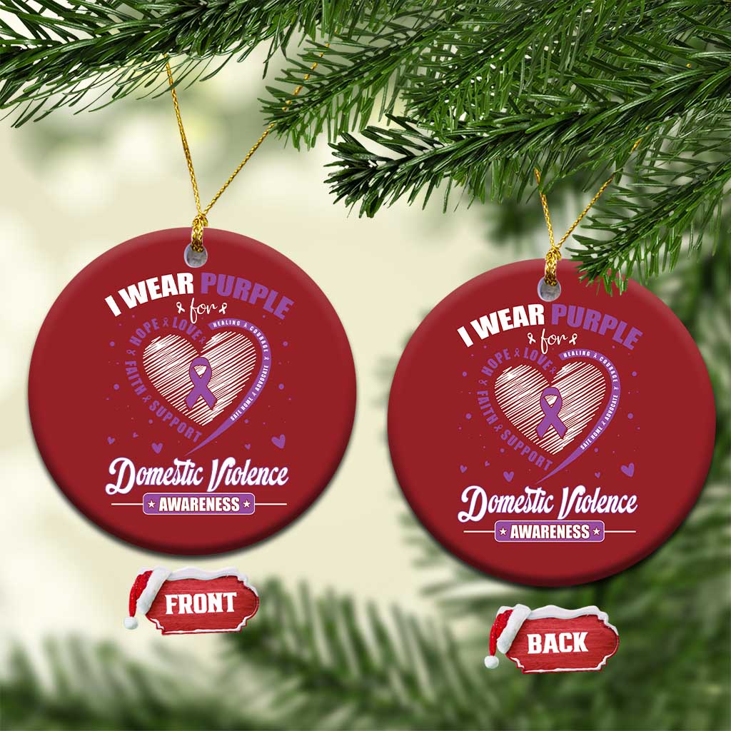 Domestic Violence Awareness Christmas Ornament Purple Ribbon Support Survivor - Wonder Print Shop