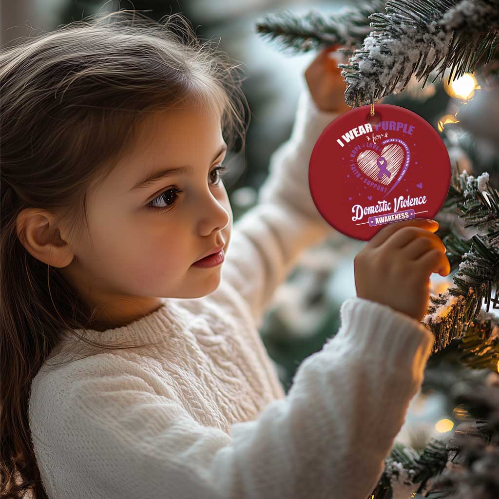 Domestic Violence Awareness Christmas Ornament Purple Ribbon Support Survivor - Wonder Print Shop