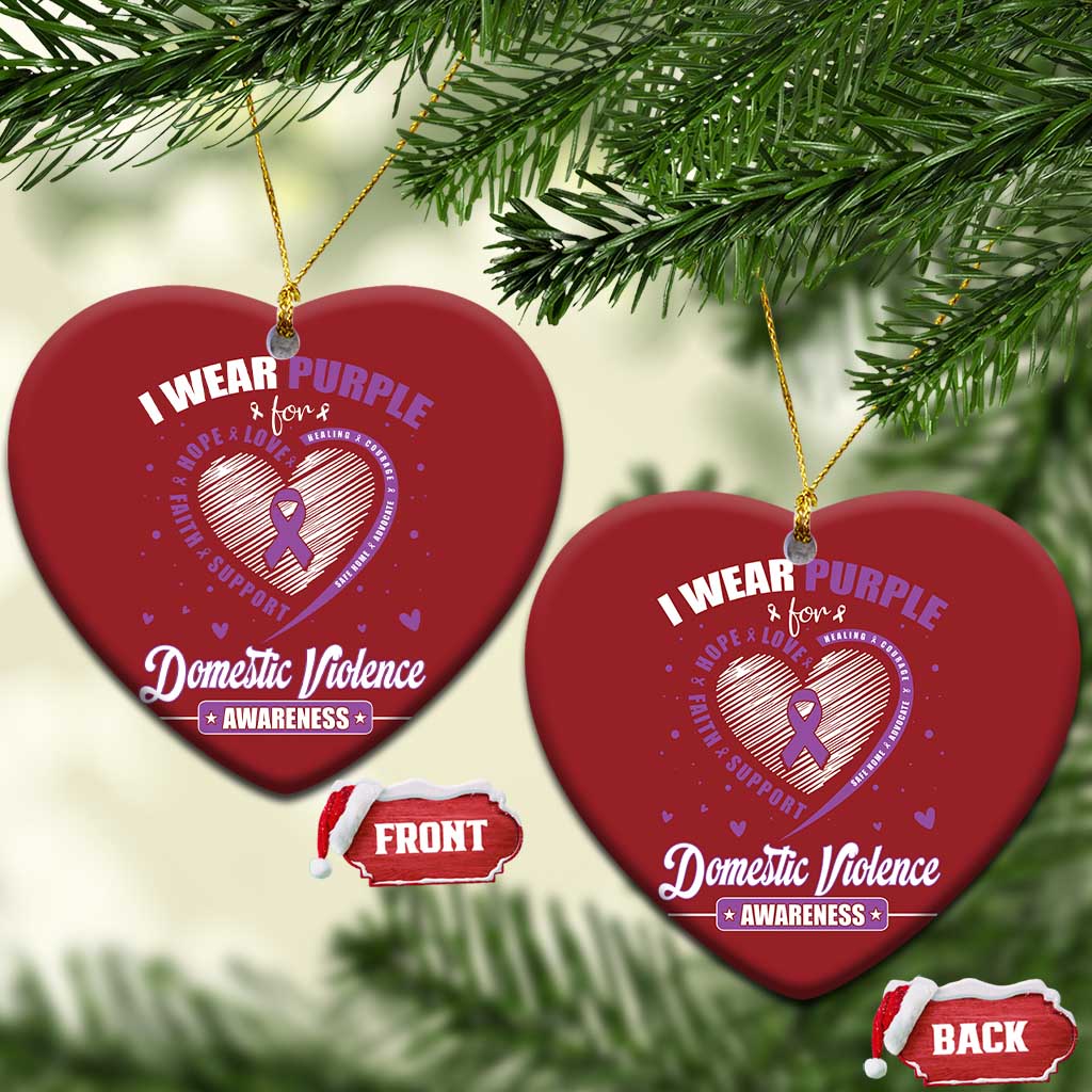 Domestic Violence Awareness Christmas Ornament Purple Ribbon Support Survivor - Wonder Print Shop