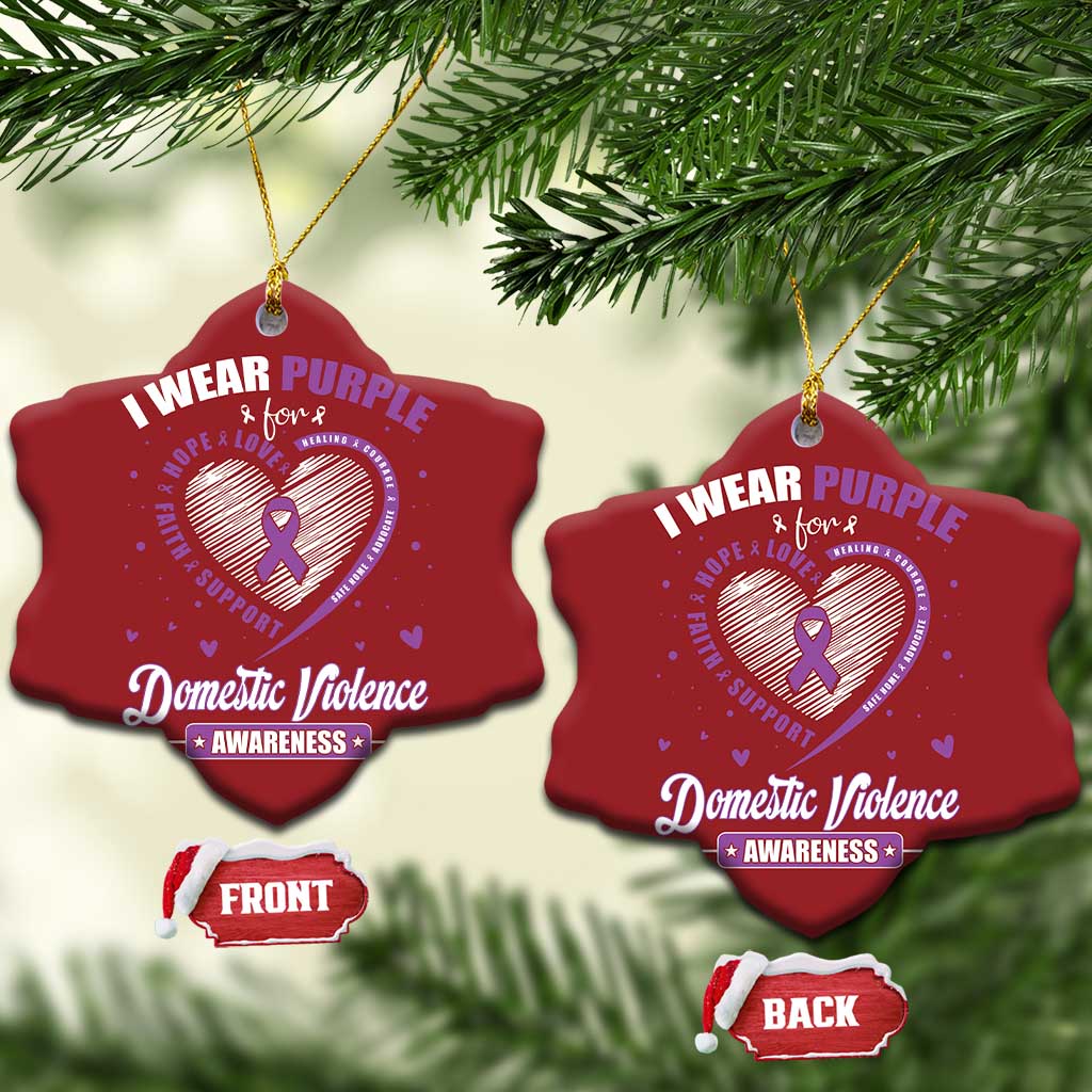 Domestic Violence Awareness Christmas Ornament Purple Ribbon Support Survivor - Wonder Print Shop