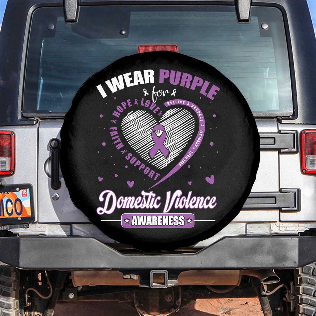 Domestic Violence Awareness Spare Tire Cover Purple Ribbon Support Survivor - Wonder Print Shop