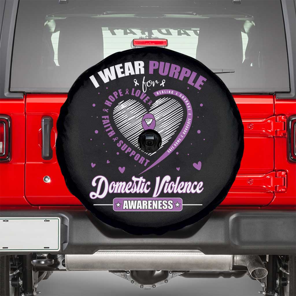 Domestic Violence Awareness Spare Tire Cover Purple Ribbon Support Survivor - Wonder Print Shop