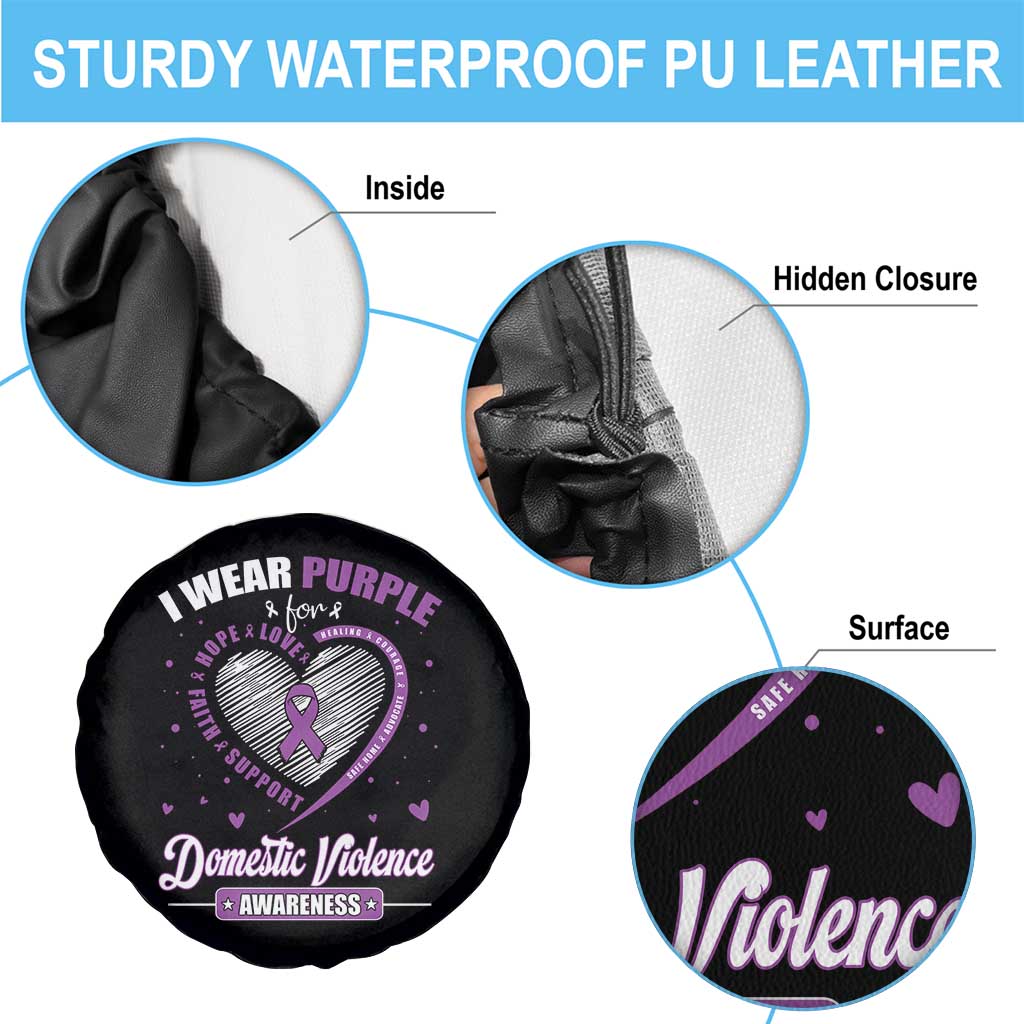 Domestic Violence Awareness Spare Tire Cover Purple Ribbon Support Survivor - Wonder Print Shop