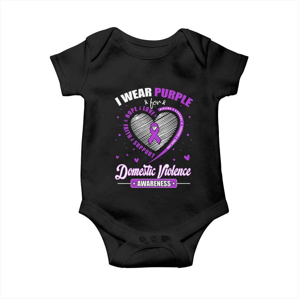 Domestic Violence Awareness Baby Onesie Purple Ribbon Support Survivor - Wonder Print Shop